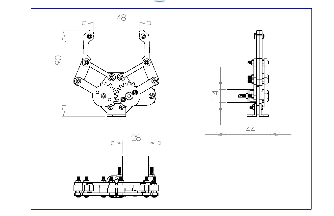 Dimensiones pinza robotica arduino leantec